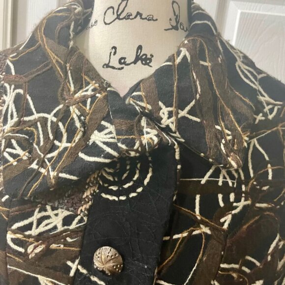 COAT BLAZER RARE Y2K FOREST GRUNGE SCRIBBLE PATTERN YARN RITUAL AESTHETIC R - Picture 14 of 17